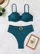 Biquíni Cintura Alta com Fivela Luxo Biquíni Cintura Alta com Fivela Luxo Maritima Moda Praia Azul petróleo P 