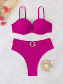 Biquíni Cintura Alta com Fivela Luxo Biquíni Cintura Alta com Fivela Luxo Maritima Moda Praia Pink P 
