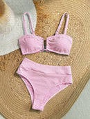 Biquíni Cintura Alta Listrado Serena Biquíni Cintura Alta Listrado Serena Marina Moda Praia Rosa e Branco P 