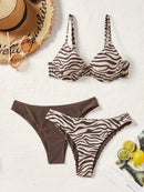 Biquíni Safari Chic 3 Peças com 2 Calcinhas Biquíni Safari Chic 3 Peças com 2 Calcinhas Marina Moda Praia Marrom P 