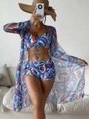 Biquíni Solis - Conjunto 3 Peças Maritima Moda Praia AZUL P 