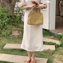 Bolsa de Praia Lilian de Palha com alça em Bambu Maritima Moda Praia 