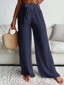Calça Praia Flow Linho Elegance Calça Praia Flow Linho Elegance Marina Moda Praia Azul P 