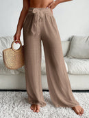 Calça Praia Flow Linho Elegance Calça Praia Flow Linho Elegance Marina Moda Praia Caqui P 