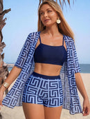 Conjunto 3 Peças Tropical Verona Conjunto 3 Peças Tropical Verona Marina Moda Praia Azul P 