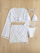 Conjunto 4 peças Isabela Maritima Moda Praia Branco G 