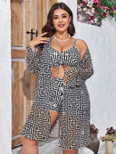 Conjunto Biquíni 3 Peças Elegance Geométrico Plus Conjunto Biquíni 3 Peças Elegance Geométrico Plus Marina Moda Praia Branco G 