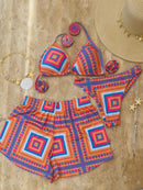 Conjunto Biquíni 3 Peças Olho Grego Conjunto Biquíni 3 Peças Olho Grego Maritima Moda Praia Coral P 