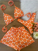 Conjunto Biquíni 3 Peças Olho Grego Conjunto Biquíni 3 Peças Olho Grego Maritima Moda Praia Laranja P 