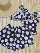 Conjunto Biquíni 3 Peças Olho Grego Conjunto Biquíni 3 Peças Olho Grego Maritima Moda Praia Preto e Branco P 