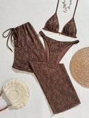 Conjunto Biquíni 3 Peças Riviera Pérola Conjunto Biquíni 3 Peças Riviera Pérola Marina Moda Praia Castanho Escuro P 