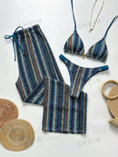 Conjunto Biquíni 3 Peças Santorini Conjunto Biquíni 3 Peças Santorini Marina Moda Praia Azul Empoeirado P 