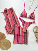 Conjunto Biquíni 3 Peças Santorini Conjunto Biquíni 3 Peças Santorini Marina Moda Praia Laranja e Rosa P 