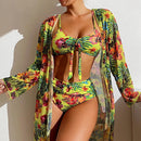 Conjunto Biquíni+ Kimono Alice Maritima Moda Praia Amarelo P 