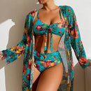 Conjunto Biquíni+ Kimono Alice Maritima Moda Praia Azul claro P 