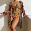Conjunto Biquíni+ Kimono Alice Maritima Moda Praia Laranja P 