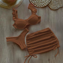Conjunto de Biquíni Júlia 3 Peças Maritima Moda Praia MARROM P 