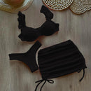 Conjunto de Biquíni Júlia 3 Peças Maritima Moda Praia PRETO P 