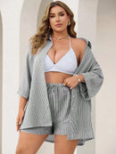 Conjunto Plus Size Elegance Maya Conjunto Plus Size Elegance Maya Marina Moda Praia Preto e Branco G 