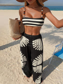 Conjunto Resort Tropical 3 Peças Elegância Conjunto Resort Tropical 3 Peças Elegância Marina Moda Praia Preto P 