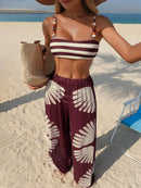 Conjunto Resort Tropical 3 Peças Elegância Conjunto Resort Tropical 3 Peças Elegância Marina Moda Praia Vinho P 