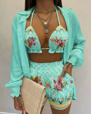 Conjunto Style Flora Maritima Moda Praia M PP 