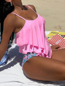 Conjunto Tankini Bata Babado com Calcinha Tropical Conjunto Tankini Bata Babado com Calcinha Tropical Maritima Moda Praia 