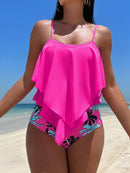 Conjunto Tankini Bata Babado com Calcinha Tropical Conjunto Tankini Bata Babado com Calcinha Tropical Maritima Moda Praia Pink P 
