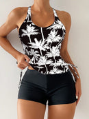 Conjunto Tankini com Top Halter e Shortinho Conjunto Tankini com Top Halter e Shortinho Maritima Moda Praia Preto e Branco P 