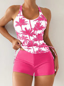Conjunto Tankini com Top Halter e Shortinho Conjunto Tankini com Top Halter e Shortinho Maritima Moda Praia Rosa P 