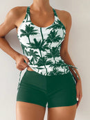 Conjunto Tankini com Top Halter e Shortinho Conjunto Tankini com Top Halter e Shortinho Maritima Moda Praia Verde Escuro P 