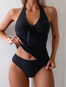 Conjunto Tankini Elegance com Amarração Frontal Conjunto Tankini Elegance com Amarração Frontal Maritima Moda Praia Preto P 