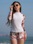 Conjunto UV Feminino Manga Longa com Short Tropical Conjunto UV Feminino Manga Longa com Short Tropical Maritima Moda Praia 