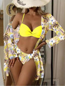 Kit Moda Praia - Biquíni Tropicália + Saída De Praia Maritima Moda Praia AMARELO P 