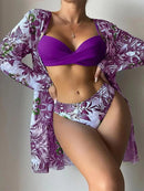 Kit Moda Praia - Biquíni Tropicália + Saída De Praia Maritima Moda Praia ROXO P 