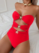 Maiô Recortes Luxo Estela Maiô Recortes Luxo Estela Marina Moda Praia Vermelho P 