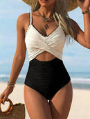 Maiô Sculpt Cross Elegance Bicolor Maiô Sculpt Cross Elegance Bicolor Marina Moda Praia Branco / Preto P 