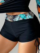 Proteção UV – Conjunto Tankini Manga Longa Preto Tropical Proteção UV – Conjunto Tankini Manga Longa Preto Tropical Maritima Moda Praia 