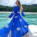 Saída De Banho Chemise Olho Grego Maritima Moda Praia AZUL TAMANHO ÚNICO 