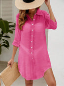 Saída de Praia Camisa Rosa Botões – Tendência 2025 Saída de Praia Camisa Rosa Botões – Tendência 2025 Maritima Moda Praia Pink P 