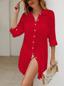 Saída de Praia Camisa Rosa Botões – Tendência 2025 Saída de Praia Camisa Rosa Botões – Tendência 2025 Maritima Moda Praia Vermelho P 