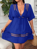 Saída de Praia Elegance Curve Plus Saída de Praia Elegance Curve Plus Marina Moda Praia Azul G 