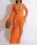 Saída de Praia em Crochê Mylena Maritima Moda Praia Laranja P 