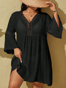 Saída de Praia Plus Size com Manga Longa Saída de Praia Plus Size com Manga Longa Maritima Moda Praia Preto G 