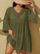 Saída de Praia Plus Size com Manga Longa Saída de Praia Plus Size com Manga Longa Maritima Moda Praia Verde Militar G 