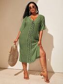 Saída de Praia Plus Size Helena Saída de Praia Plus Size Helena Marina Moda Praia Verde Militar G 