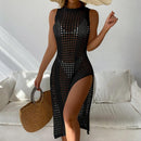 Saída de Praia Tricô Midi Maritima Moda Praia Preto Tamanho único 