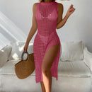 Saída de Praia Tricô Midi Maritima Moda Praia Rose Tamanho único 