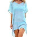 Vestido de Praia Bella em Chiffon com Detalhes de Franjas Maritima Moda Praia 