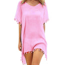 Vestido de Praia Bella em Chiffon com Detalhes de Franjas Maritima Moda Praia 